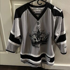 Reebok Silver and Black Hockey Jersey